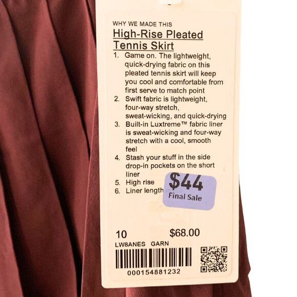 Lululemon Athletica Burgundy Tennis Skirt - Picture 7 of 11